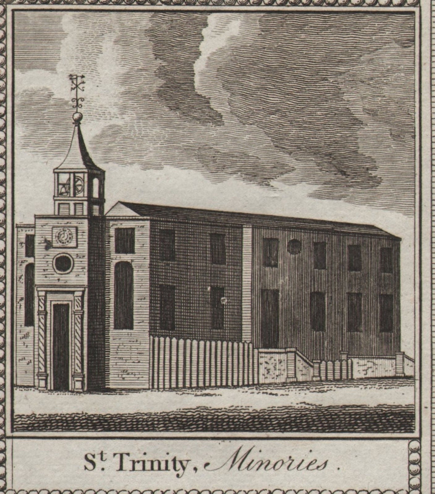 Church of Holy Trinity, Minories. City of London church. SMALL. THORNTON 1784
